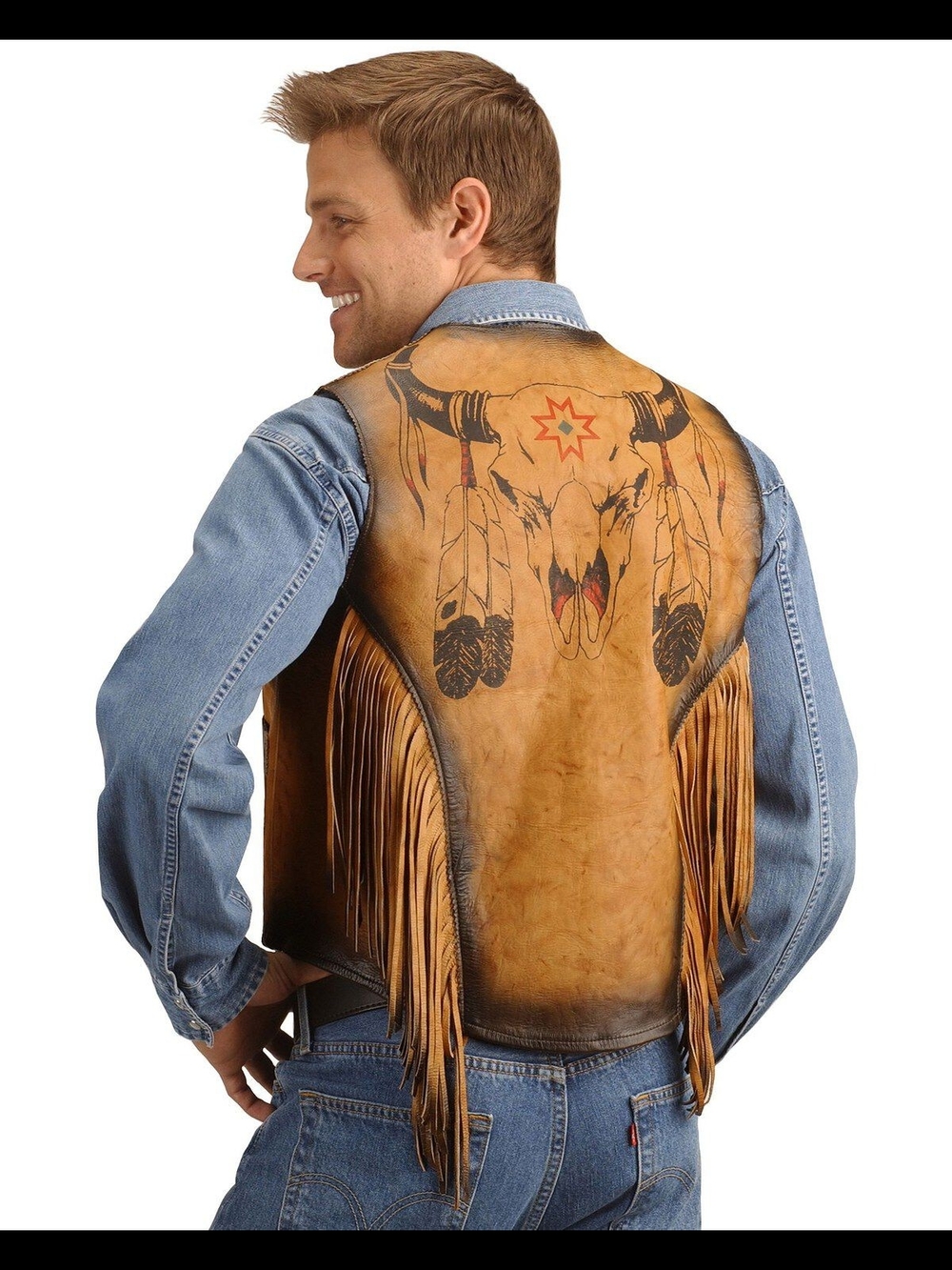 Kobler‎ Leather Vest with Bull Skull Design SZ XXL